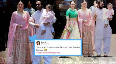 sonam kapoor anand ahuja wedding, taimur ali khan, sonam kapoor look, taimur ali khan look, taimur man bun, taimur look sonam wedding, taimur pink wedding look, taimur man bun photos, taimur sonam wedding photos, taimur ali khan pics, taimur ali khan photos, indian express, indian express news