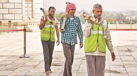 Science Wing: 40 | A 30-member cleaning staff, which also applies the mud pack. In the pollution lab, 10 people monitor air quality within the Taj’s premises. (Express photo/Abhinav Saha)