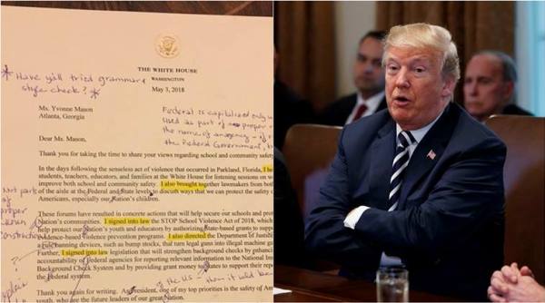 donald trump, white house letter, trump letter wrong english, english teacher trump letter correction, viral news, trending news, indian express