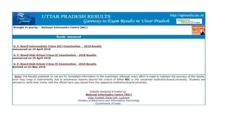 upresults.nic.in, up 10th result 2018