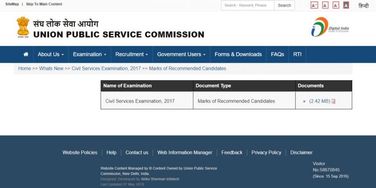 Upsc Civil Services Result Marks Released Topper Durishetty