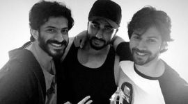 arjun kapoor, varun dhawan and harshvardhan kapoor at sonam kapoor house