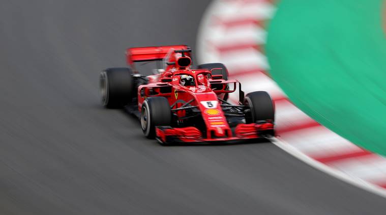 Ferrari’s Sebastian Vettel in action during the Spanish Grand Prix race