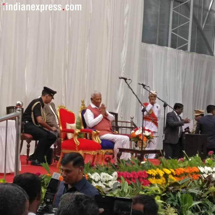 BS Yeddyurappa, Karnataka, Karnatala assembly election results 2018, Karnataka results, BSY swearing in, Bharatiya janata Party, Yeddyurappa sworn-in, yeddyurappa photos, indian national congress, Congress protests,