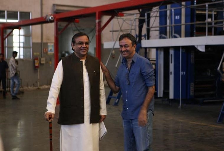Paresh Rawal with Rajkumar Hirani while shooting for Sanju