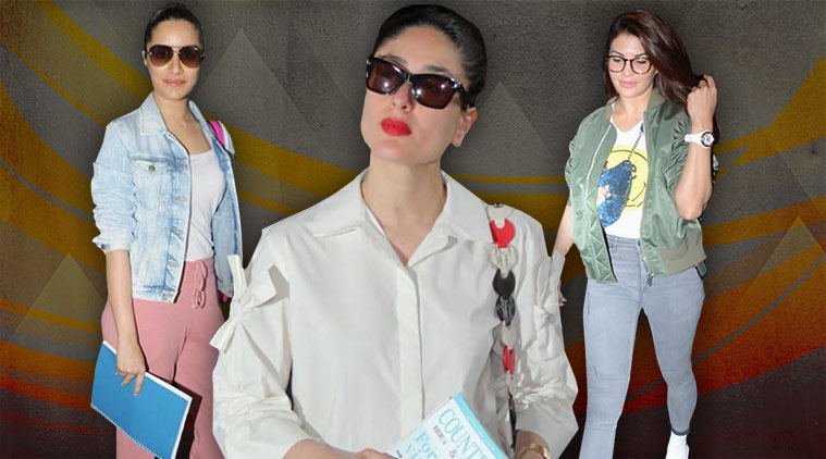 airport fashion, airport style, Kareena Kapoor Khan, Jacqueline Fernandez , Shraddha Kapoor, Janhvi Kapoor, Anushka Sharma, viral kohli, celeb fashion, bollywood fashion, indian express, indian express news