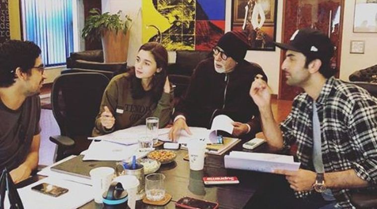 alia bhatt, ranbir kapoor, amitabh bachchan on the sets of brahmastra