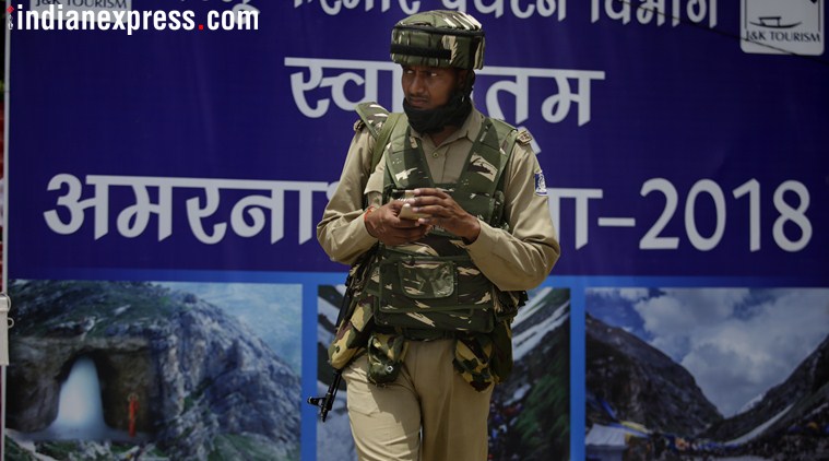Amarnath yatra, Amarnath yatra begins, Amarnath yatra security, jammu and kashmir, amarnath yatra pilgrims, CRPF personnel, Nunwan base camp, pilgrimpage trip, Kashmir Anantnag district, amarnath, India news
