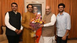 amit shah, uddhav thackeray, bjp, shiv sena, bjp shiv sena, 50 50 seat sharing, maharashtra seat sharing, maharashtra assembly polls, indian express