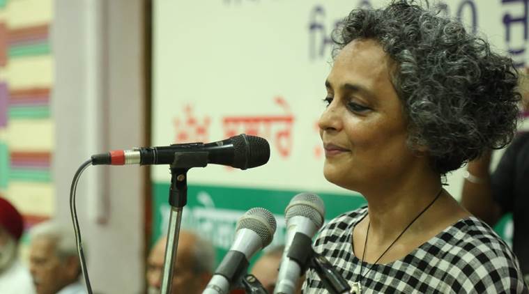 Indian writer Arundhati Roy at the event on Saturday. (Express photo)