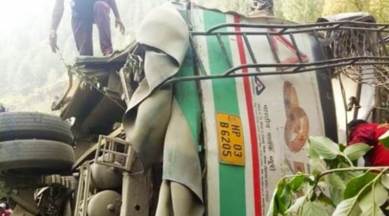 himachal bus accident, shimla bus accident, himachal road mishap, himachal bus roll down gorge, seven killed in himachal bus accident, theog bus accident, hrtc bus accident