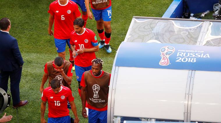 Costa Rica's players look dejected after the match
