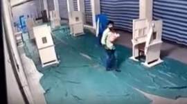 Video grab of the CCTV footage in which Bitto is seen abandoning the newborn. (Express photo)