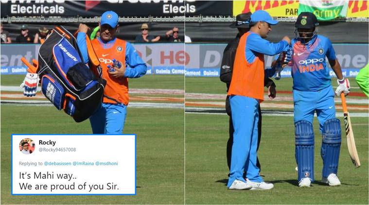 MS Dhoni, MS Dhoni serves drinks, #IREvIND, MS Dhoni humility, MS Dhoni news, MS Dhoni score, MS Dhoni viral post, indian express, indian express news
