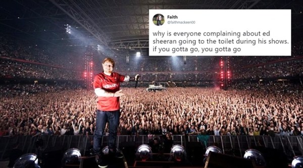 ed sheeran, ed sheeran cardiff, ed sheeran cardiff toilet, ed sheeran cardiff pee breaks, Indian express, Indian express news