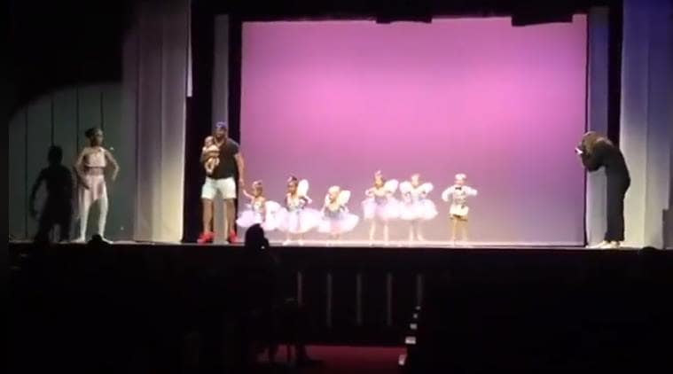 father daughter ballet, father ballet dance, viral video, kid ballet with father, father day, cute video, cute children video, indian express