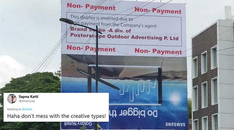 inverted ads, non payment ad gency protest, powerful advertisement, unusual advertisement, funny news, odd news, bengaluru news, viral news, indian express