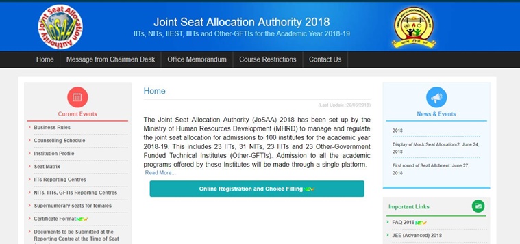 josaa, josaa.nic.in, JEE 2018, IIT admissions 2018, JEE first allotment, josaa seat allotment