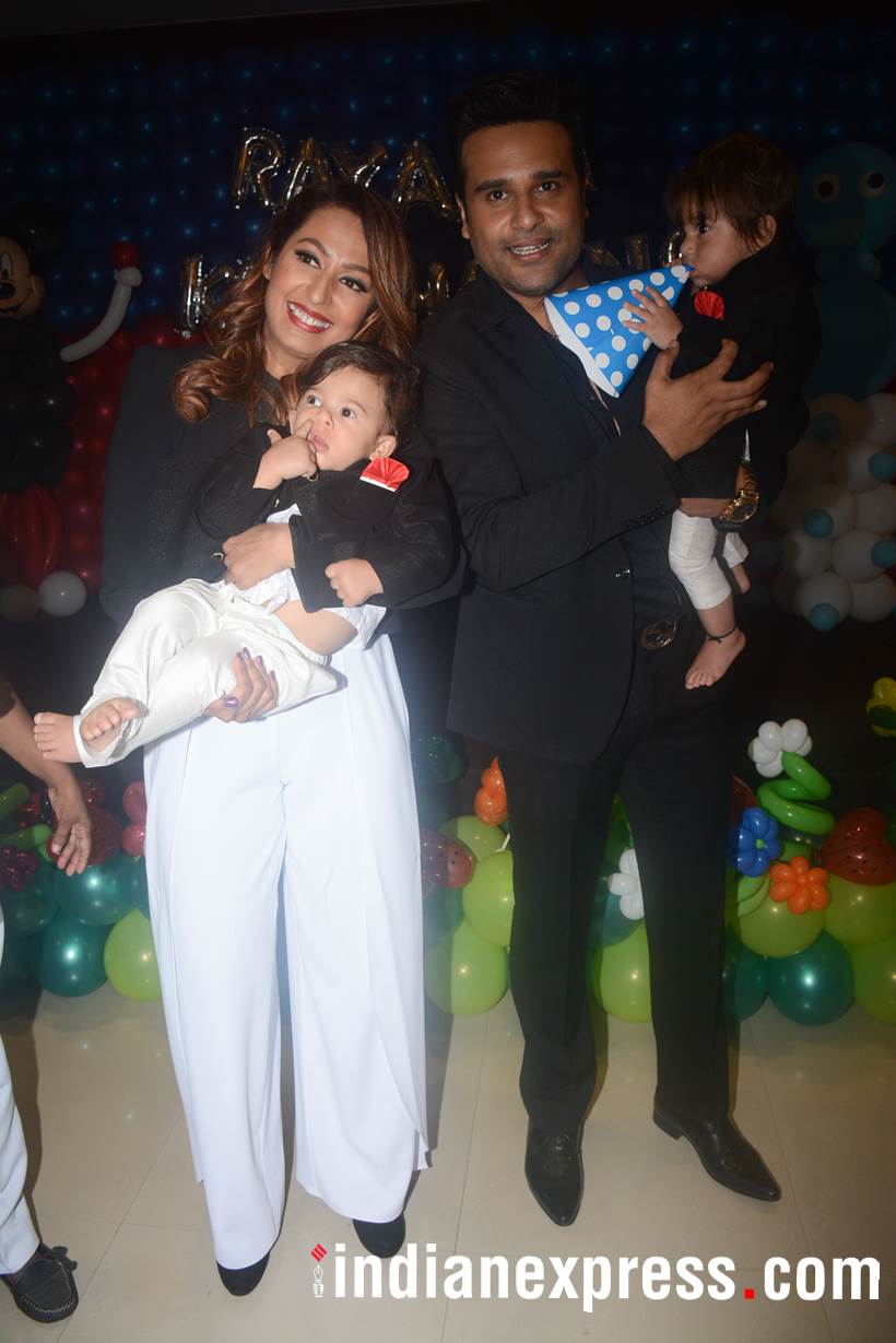 Kashmera Shah and Krushna Abhishek host birthday party for twins Rayaan