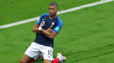 France's Kylian Mbappe celebrates scoring their third goal. (Source: Reuters)