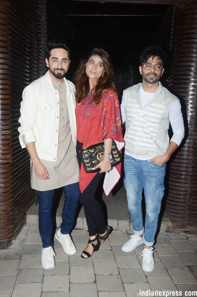 anurag kashyap with aparshakti khurrana at aanand L Rai birthday party