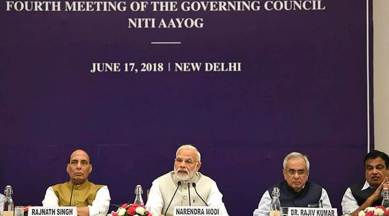 Prime Minister Narendra Modi at the fourth meeting of the Governing Council of NITI Aayog, in New Delhi on Sunday. (PTI)