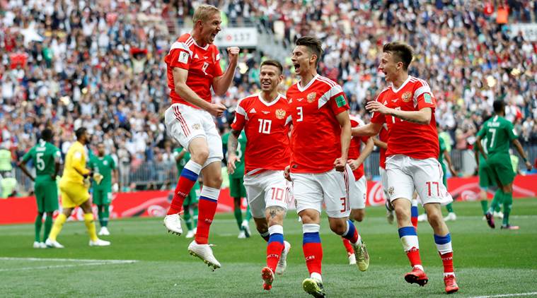 Fifa World Cup 2018 Denis Cheryshev Scores Twice As Russia Thrash