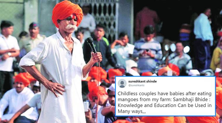 Sambhaji Bhide, Sambhaji Bhide mangoes comment, songs born mangoes Sambhaji Bhide, Sambhaji Bhide mangoes comment, Sambhaji Bhide, who is Sambhaji Bhide, indian express, indian express news