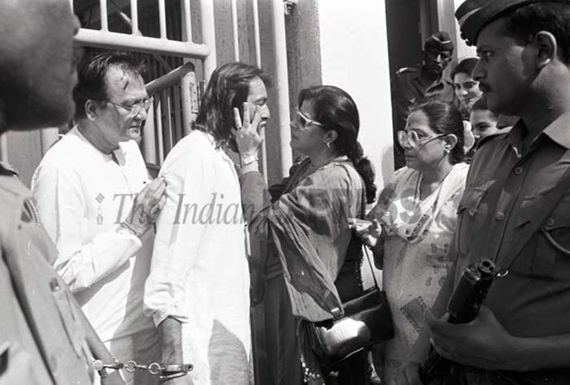 Sanjay Dutt outside jail with family