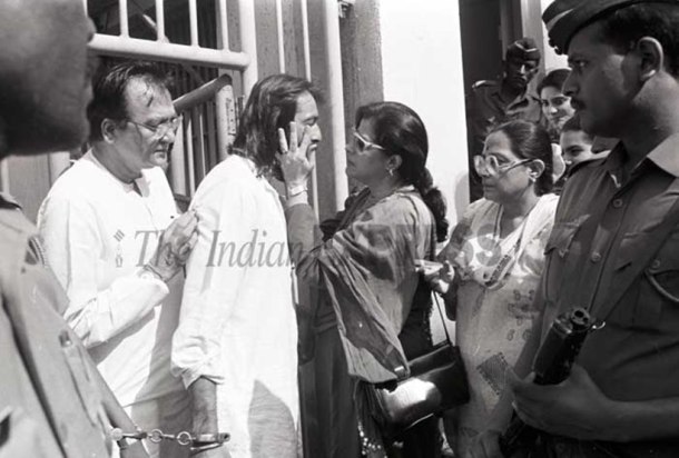 Sanjay Dutt outside jail with family