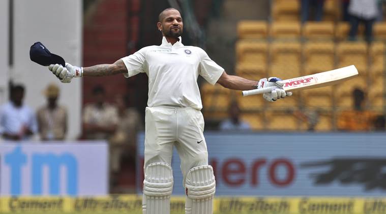 Shikhar Dhawan became the first Indian to score a hundred before lunch on day one of a Test match. (Photo - AFP images)