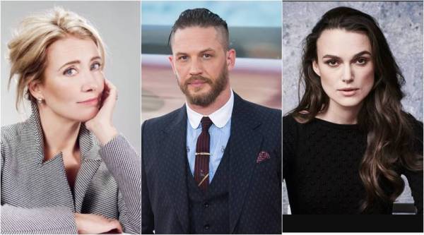 emma thompson, tom hardy and keira knightley received award by queen