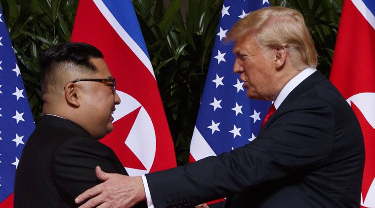North Korean leader Kim Jong Un with US President Donald Trump. (AP)