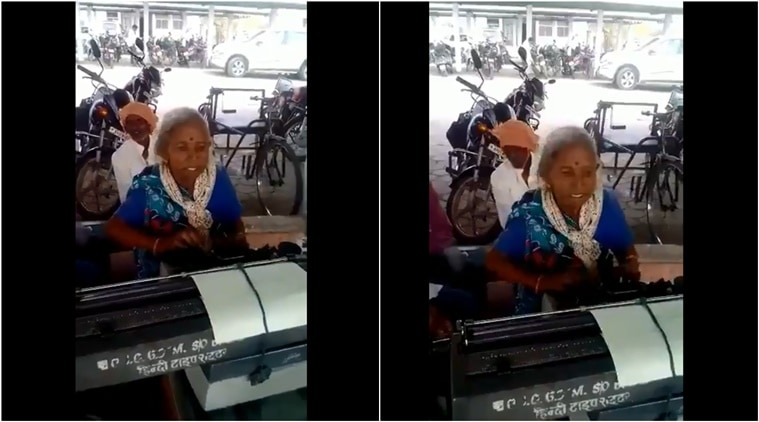 madhya pradesh old typist. old lady typist madhya pradesh viral video, madhya pradesh old lady typist video viral, Indian express, Indian express news