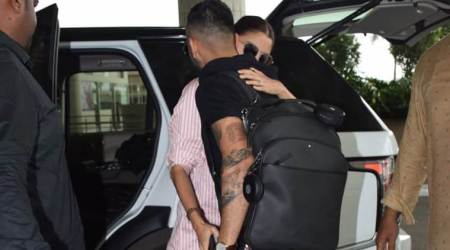 Virat Kohli receives goodbye hug from wife Anushka Sharma at Mumbai airport