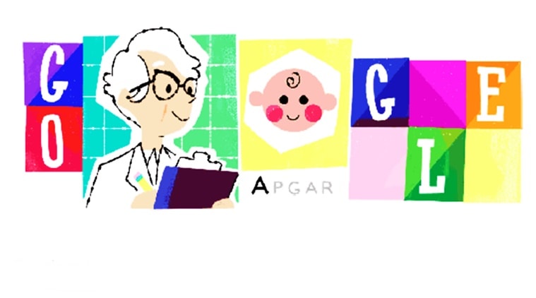 google doodle, virginia apgar, google doodle virginia apgar, google doodle today, virginia apgar birth anniversary, 109th birthday virgnia apgar, Indian express, Indian express news