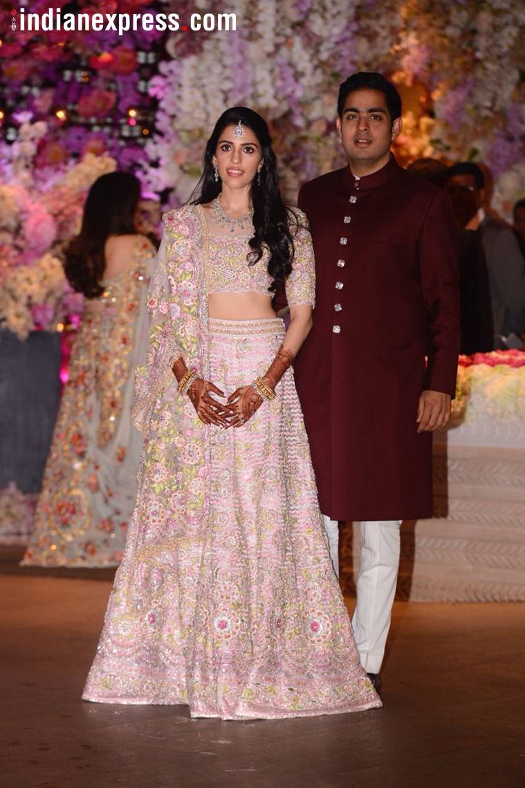 Akash ambani outlet wife wedding dress