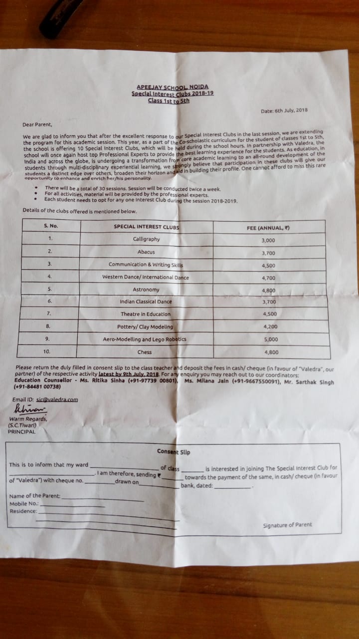 apeejay.edu/noida, Apeejay Noida fee hike, Apeejay fee hike, Apeejay Noida,