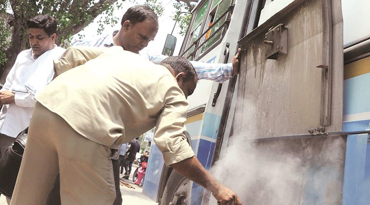 Amritsar-Lalkuan Express, bus catch fire in Ambala Cantt, no casualty