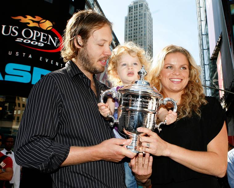 Kim Clijsters with her family after winning US Open in 2009