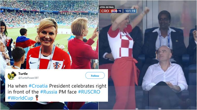 FIFA World Cup 2018: Croatian Prez celebrates in front of Russian