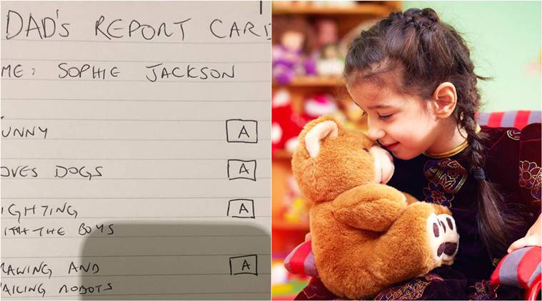 father writes report card, record card viral story, father-daughter report card story,