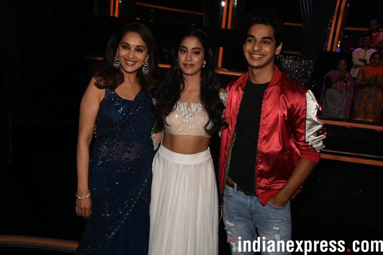 Janhvi Kapoor and Ishaan Khatter with Madhuri Dixit