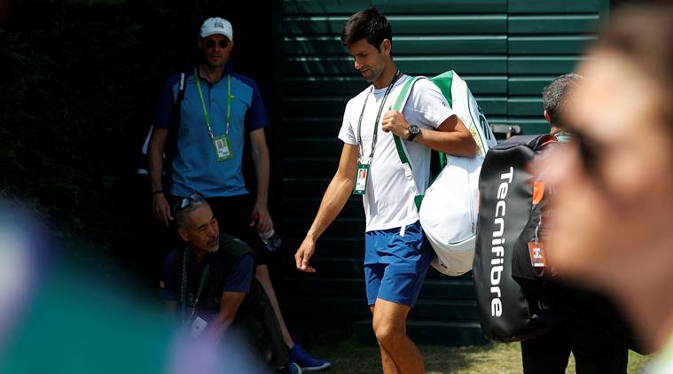 Novak Djokovic arrives for practice at Wimbledon