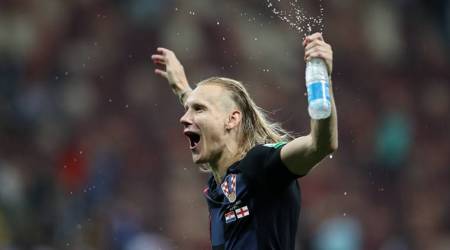 Soccer Football - World Cup - Semi Final - Croatia v England - Luzhniki Stadium, Moscow, Russia - July 11, 2018  Croatia's Domagoj Vida celebrates after the match   REUTERS/Carl Recine