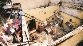 The family had been staying in the 30 sq ft one-room house for the past 16 years. (Express photo/Praveen Khanna)