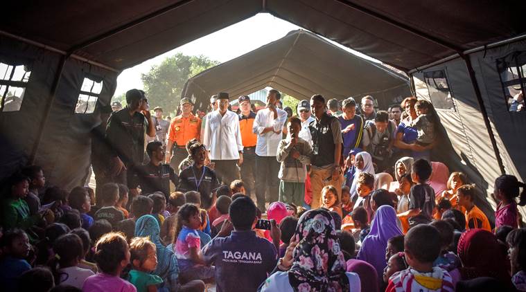 Jakarta earthquake, Lombok Island earthquake, 6.4 magnitude earthquake, trekkers stranded on Mount Rinjani, death toll at 16, help deployed, helicopter deployed, food distributed, World News, Indian Express