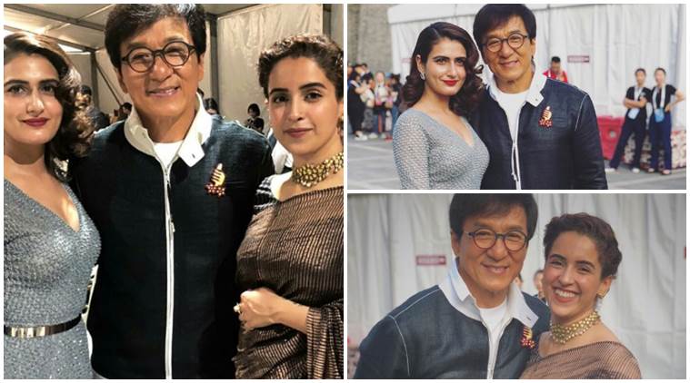 When Fatima Sana Shaikh And Sanya Malhotra Met Jackie Chan Entertainment News The Indian Express