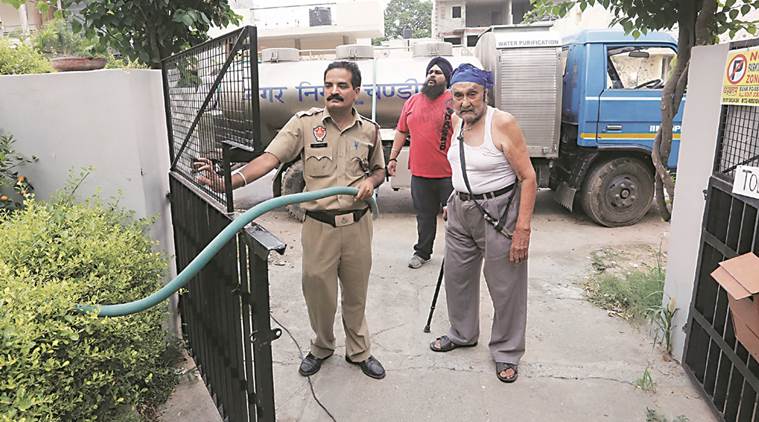 chandigarh, firemen, water supply, chandigarh news, indian express