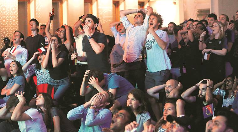Supporters of France at the French Embassy (Express Photo by Tashi Tobgyal) 